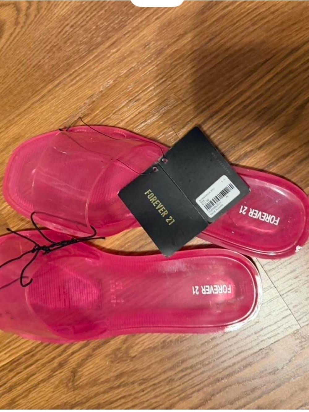 Forever 21 Clear Hot Pink Jelly Slide Sandals
